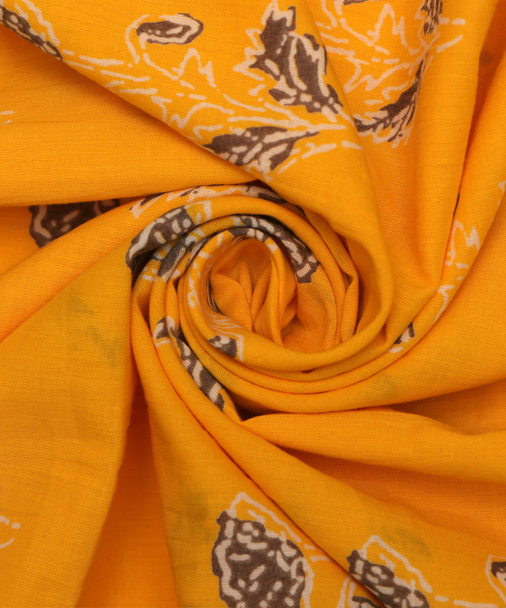 Yellow Colour Floral Print Cotton Fabric ( 1 Meter )