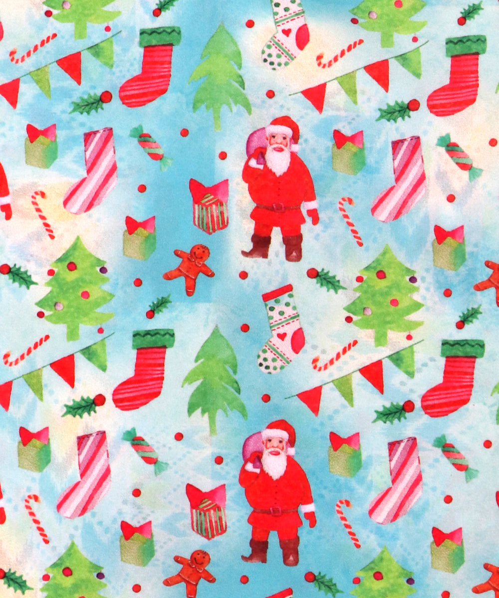 Aqua Green Colour Kids Print Crepe Fabric ( 2 Meter)