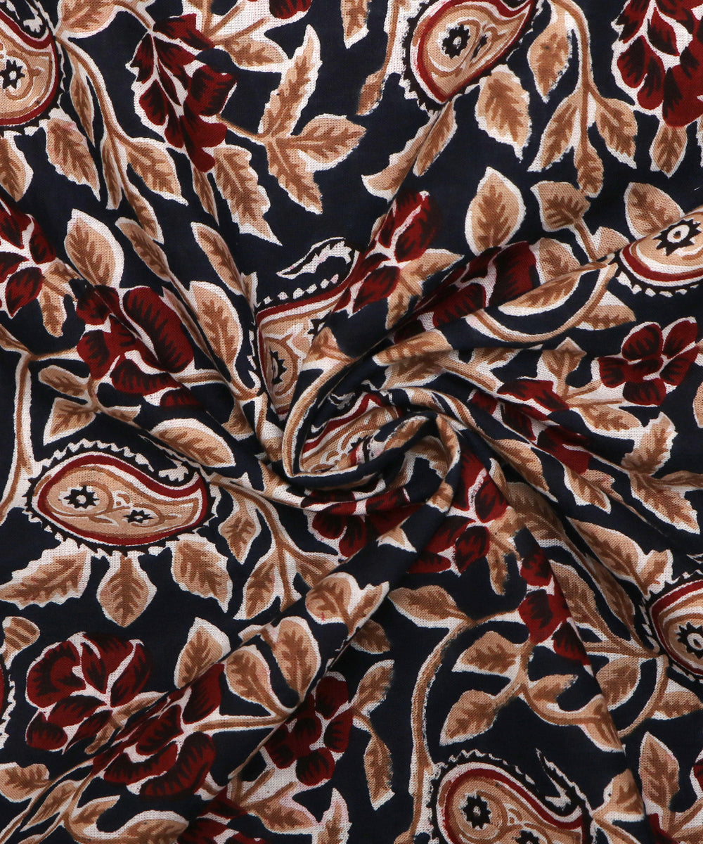 Black Colour Paisley Print Cotton Fabric ( 1.50 Meter )