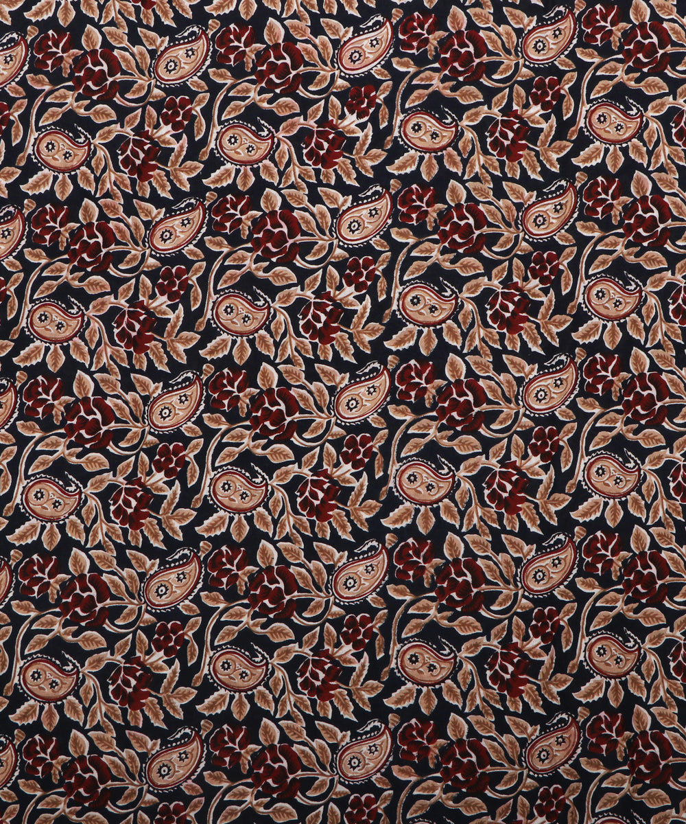 Black Colour Paisley Print Cotton Fabric ( 1.50 Meter )