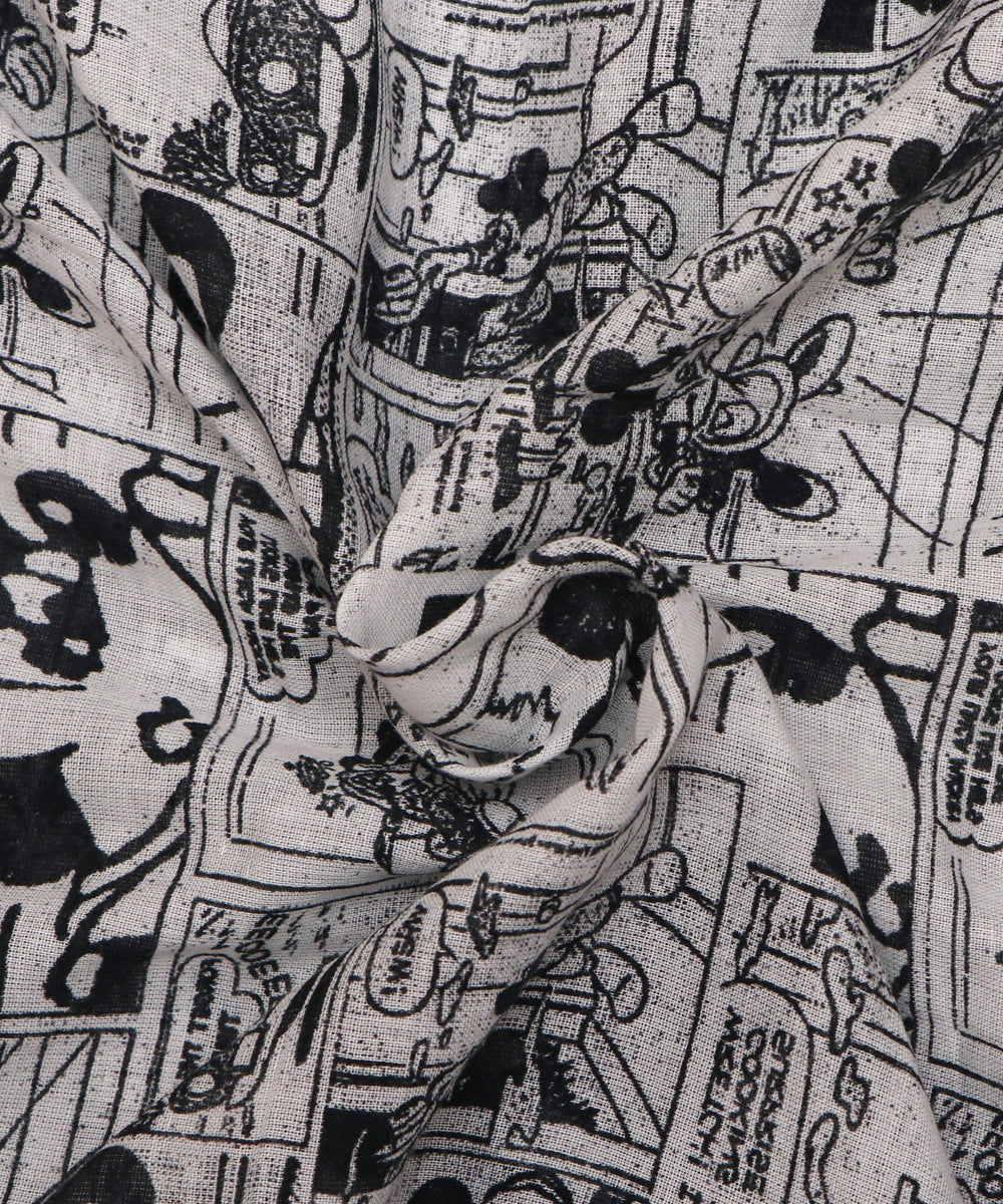 Black Colour Kids Print PC Cotton Fabric ( 1 Meter )