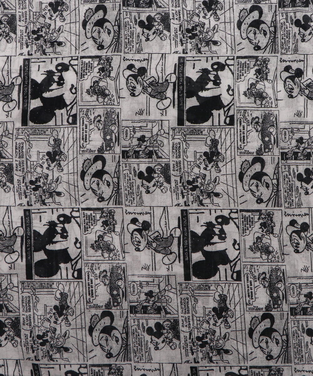 Black Colour Kids Print PC Cotton Fabric ( 1 Meter )