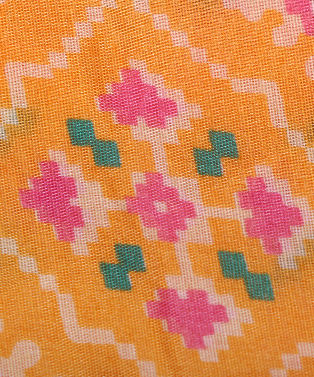 Yellow Colour Patola Print Silk Fabric (1.20 Meter)