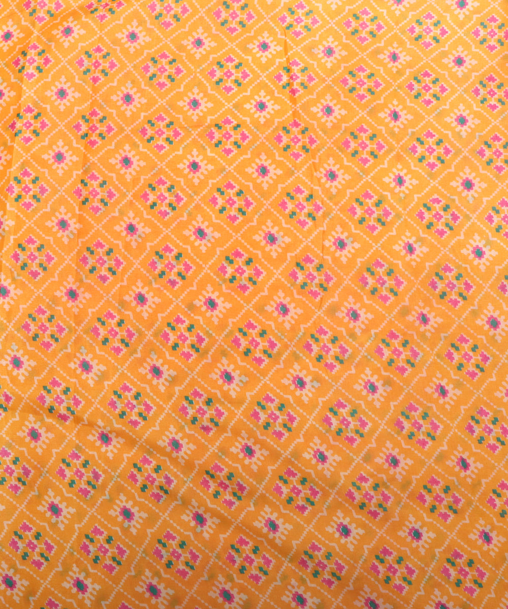 Yellow Colour Patola Print Silk Fabric (1.20 Meter)