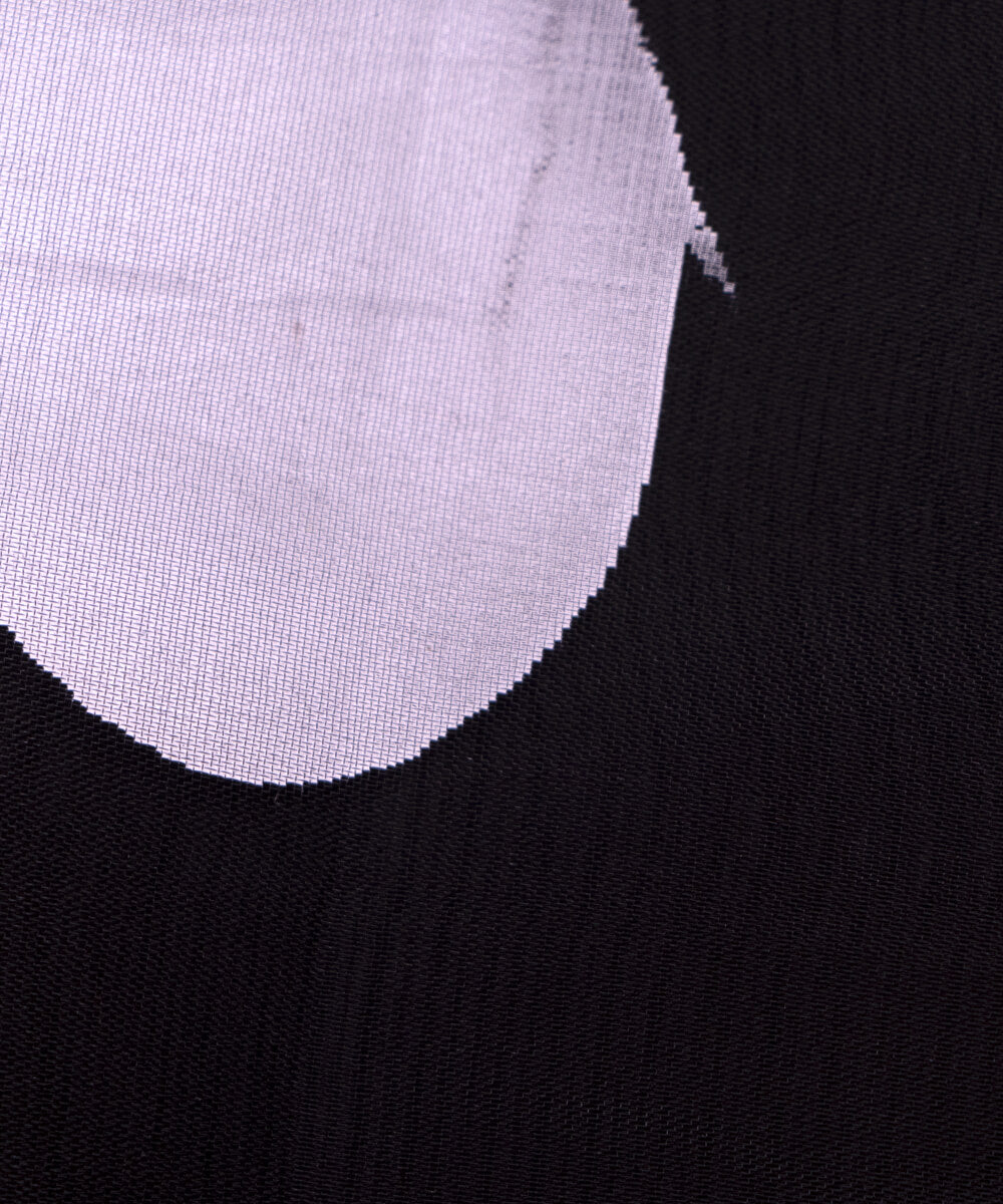 Black Colour Floral Pattern Hand Paint Organza  Fabric