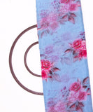 Light Blue Colour Floral Print Organza Fabric