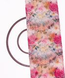 White Colour Floral Print Organza Fabric