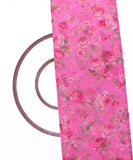 Pink Colour Floral Print Organza Fabric