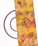 Yellow Colour Floral Print Organza Fabric