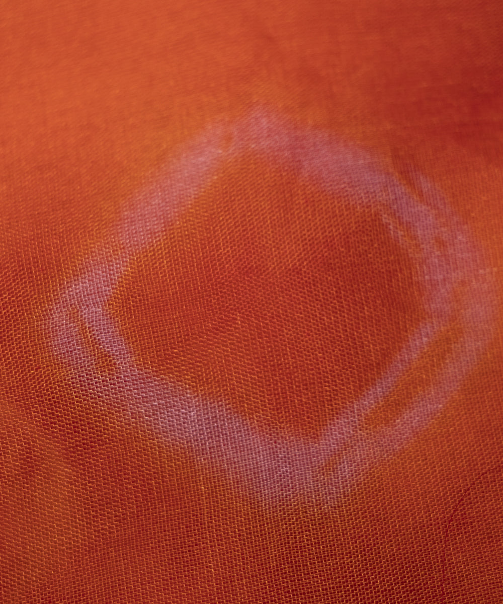 Rust Colour Tie Dye Print Organza Fabric