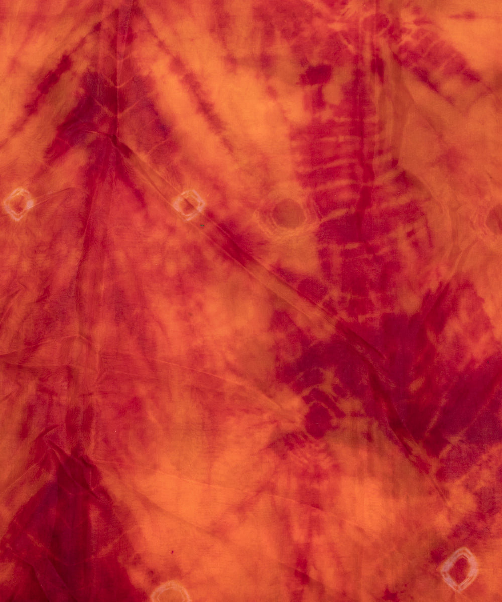 Rust Colour Tie Dye Print Organza Fabric