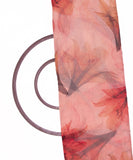 Peach Colour Floral Print Organza Fabric