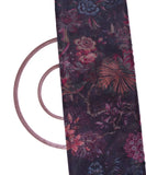 Black Colour Floral Print Organza Fabric