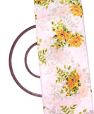 White Colour Floral Print Chanderi Silk Fabric