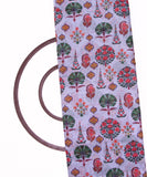 Light Blue Colour Leaf Print Chanderi Silk Fabric