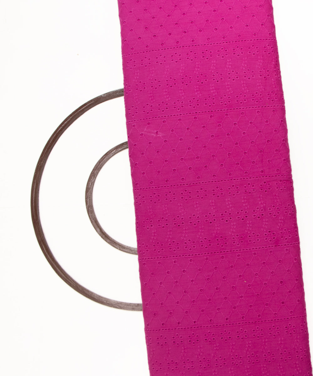 Purple Colour  Plain Cotton Chikankari Embroidery Fabric