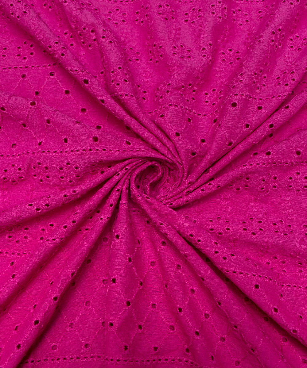 Purple Colour  Plain Cotton Chikankari Embroidery Fabric