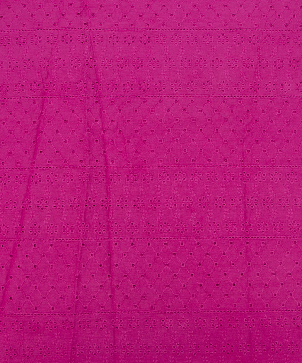 Purple Colour  Plain Cotton Chikankari Embroidery Fabric