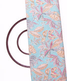 Light Blue Colour Leaf Print Viscose Modal Silk Fabric
