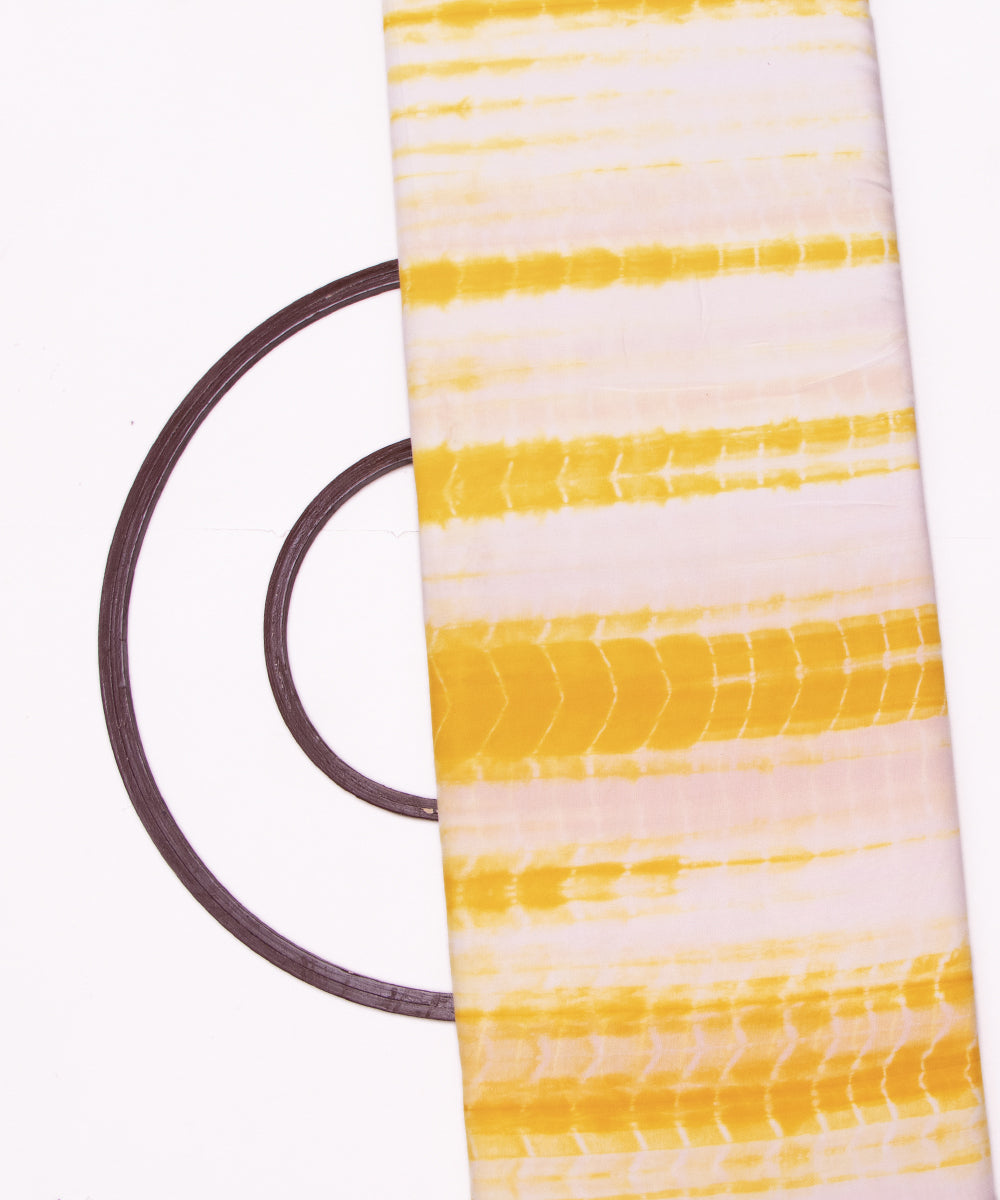 Yellow Colour Hand Tie Dye Shibori Pattern Muslin Fabric