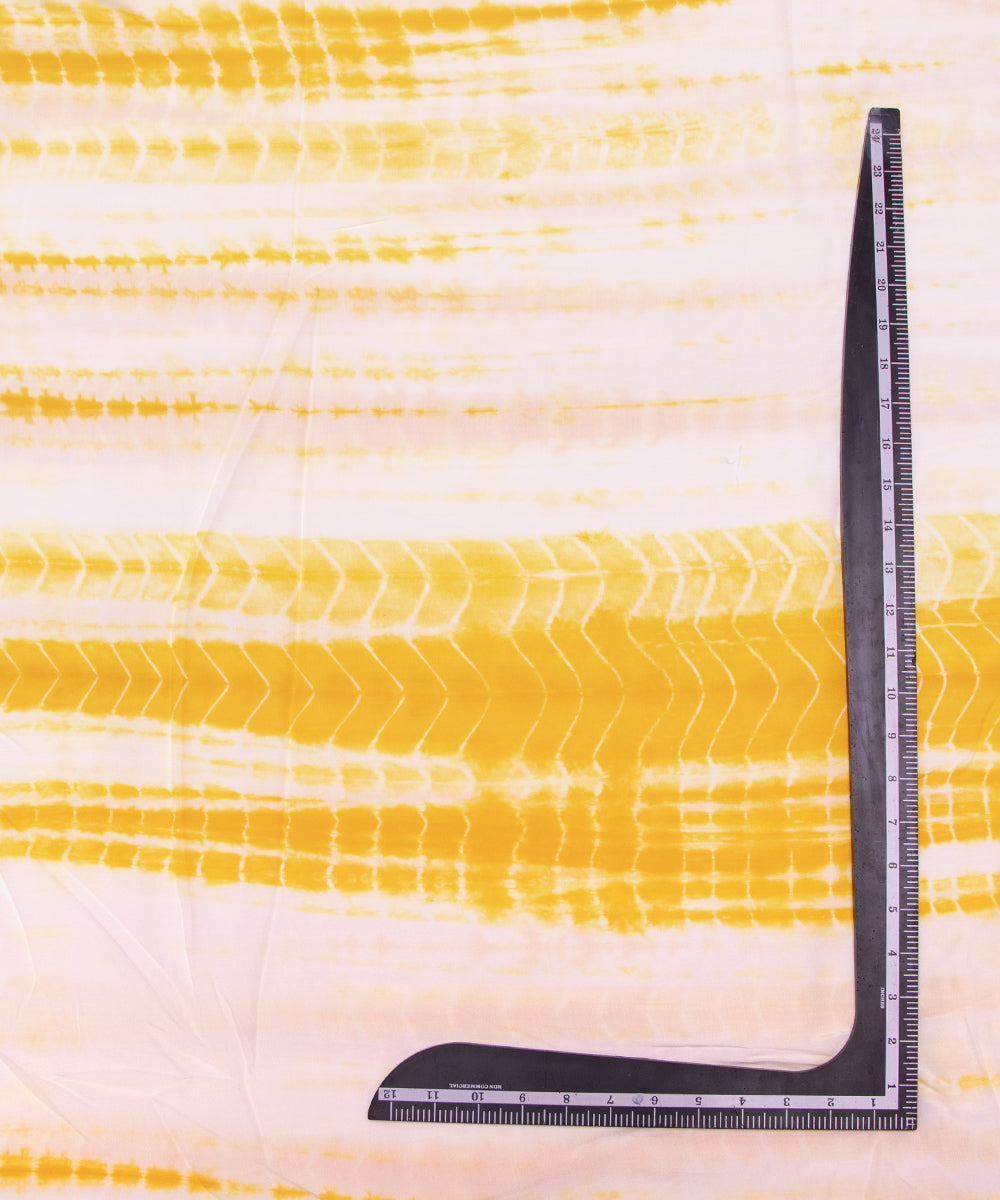 Yellow Colour Hand Tie Dye Shibori Pattern Muslin Fabric
