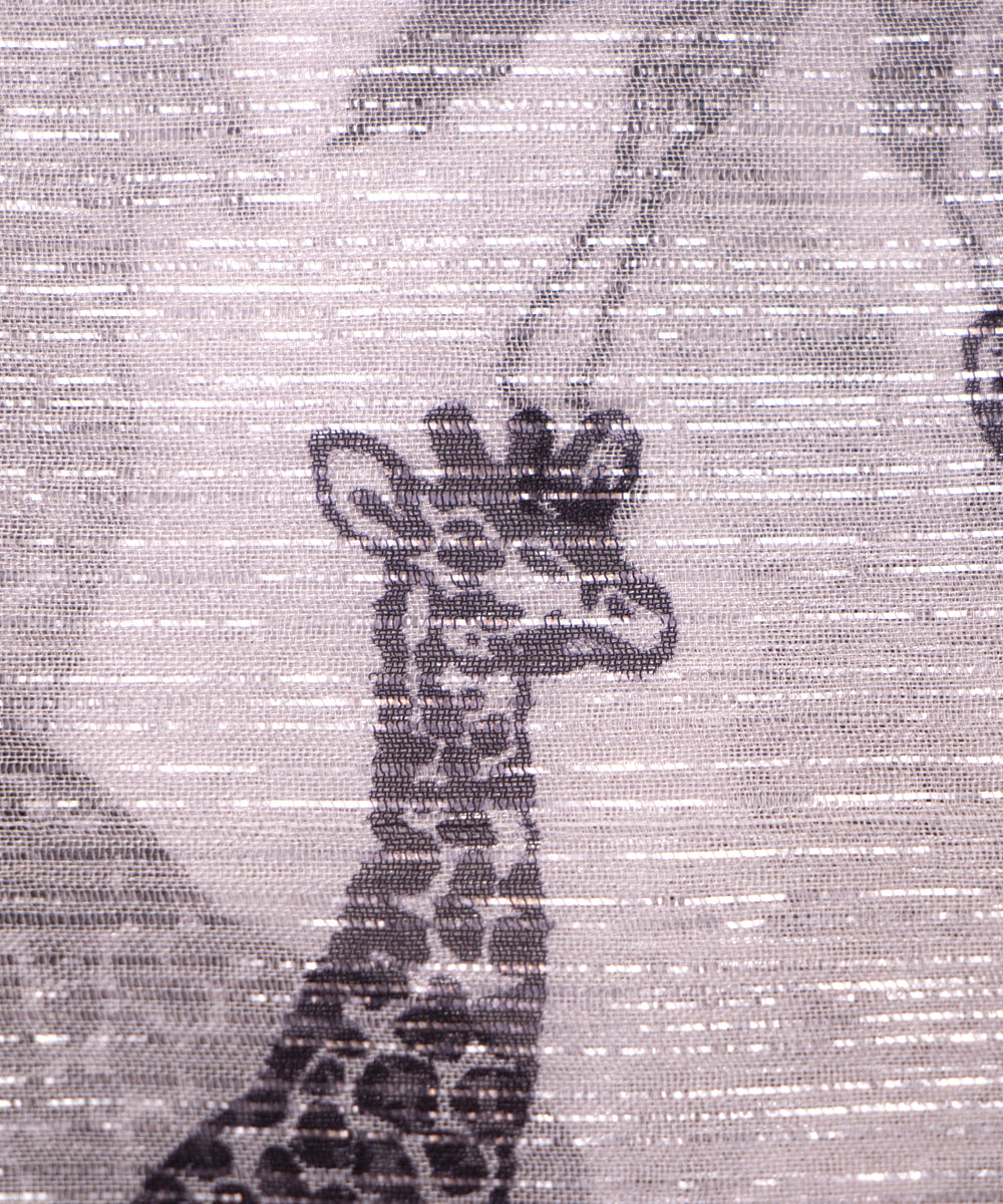 White Colour Giraffe Print Pure Chiffon Lurex Fabric