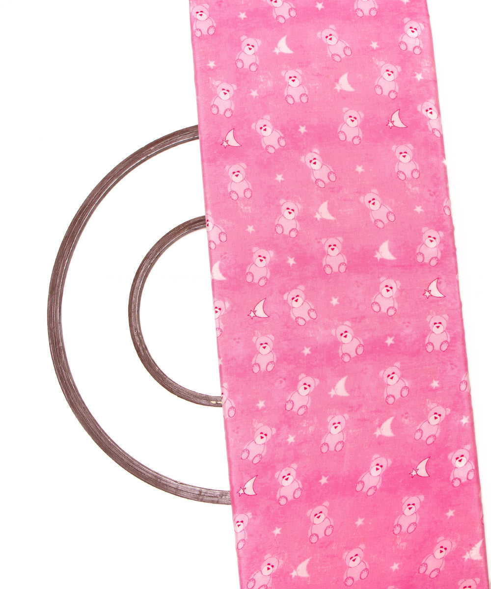 Pink Colour Kids Print Pure Natural Crepe Fabric