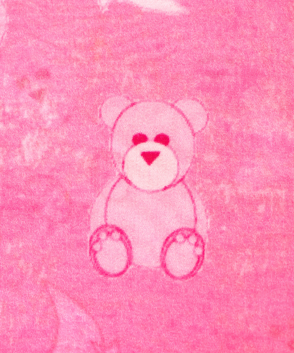Pink Colour Kids Print Pure Natural Crepe Fabric