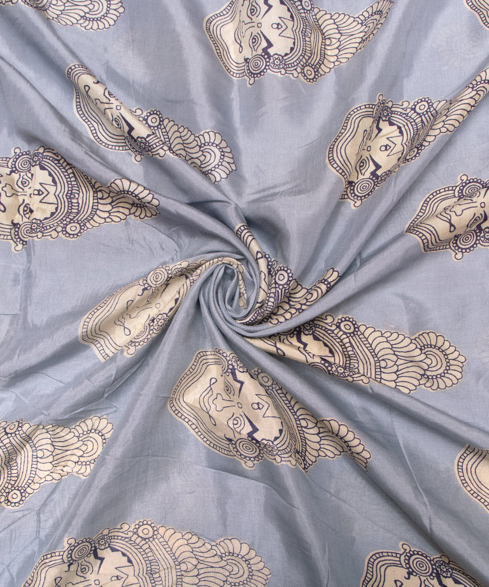 Light Grey Colour Manipuri Print Pure Natural Crepe Fabric
