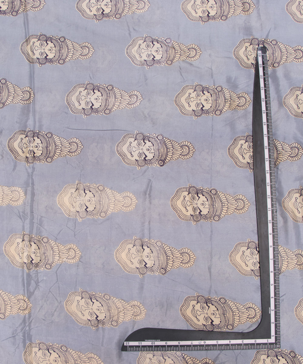 Light Grey Colour Manipuri Print Pure Natural Crepe Fabric