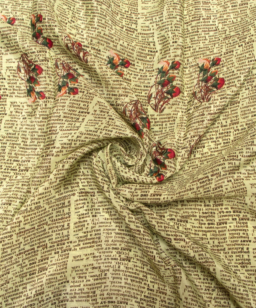 Mint Colour Abstract Print Pure Natural Crepe Fabric
