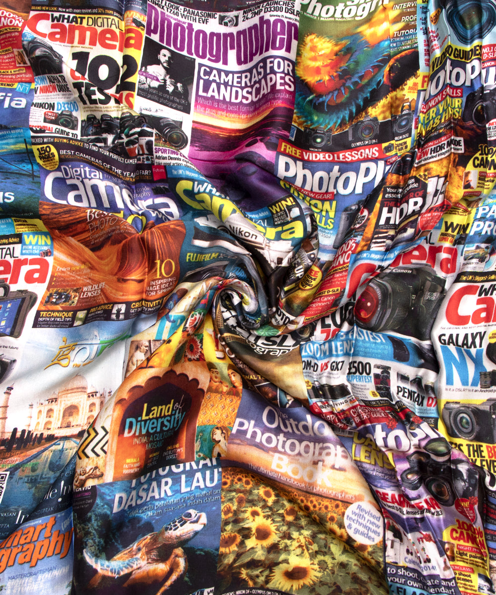 Multi Colour Abstract Print Satin Fabric