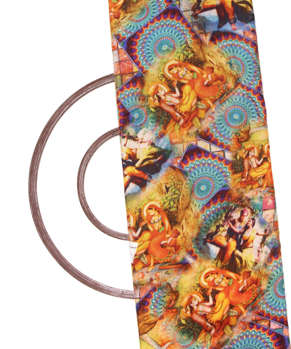 Multi Colour Figure Digital Printed Pure Muslin Fabric
