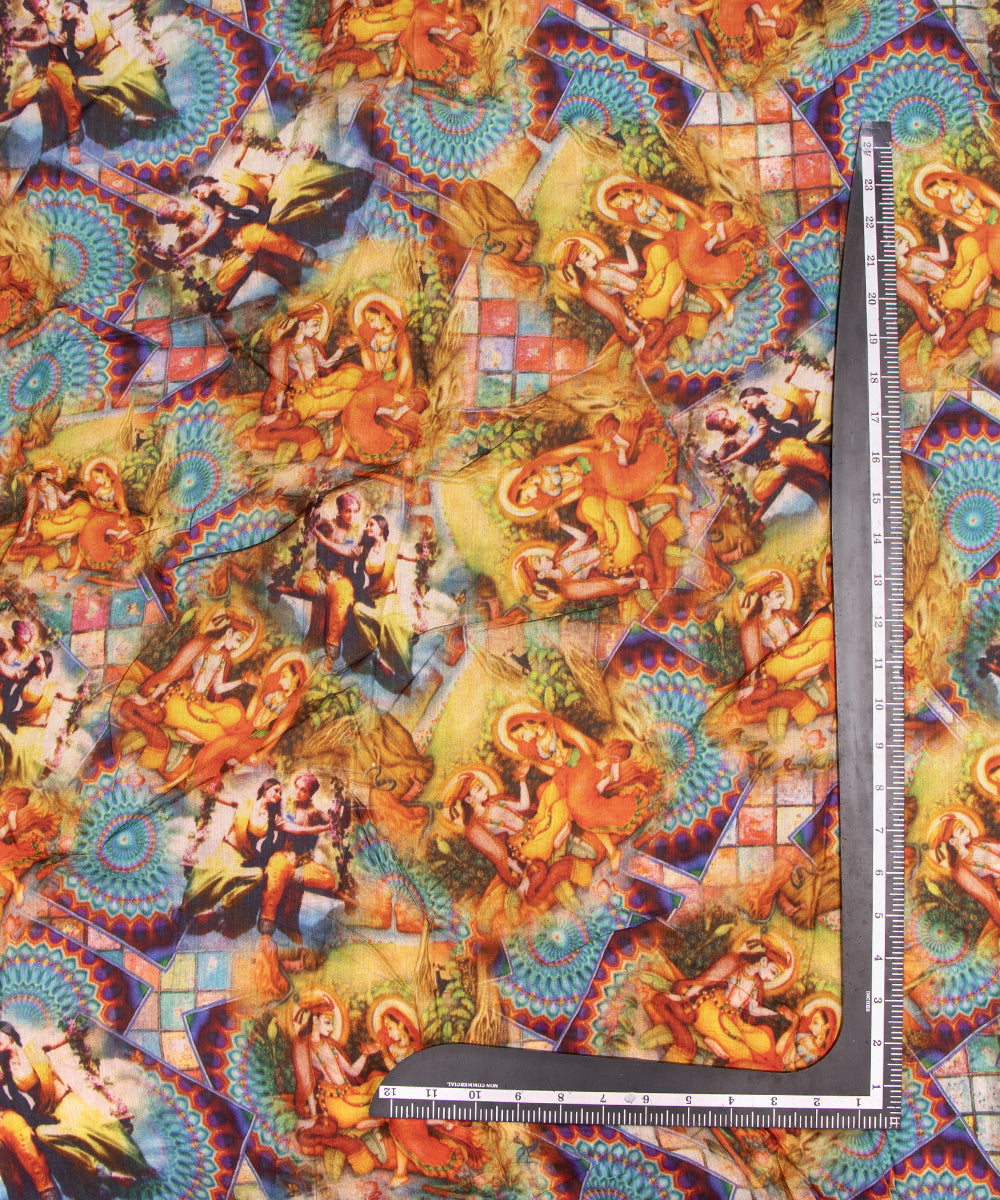 Multi Colour Figure Digital Printed Pure Muslin Fabric