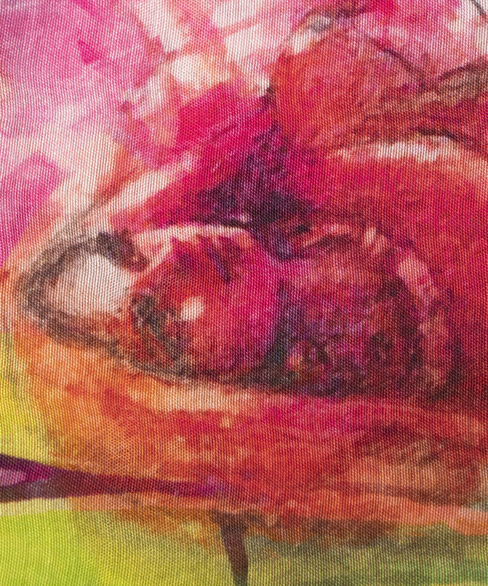 Yellow Colour Figure Digital Printed Pure Muslin Fabric