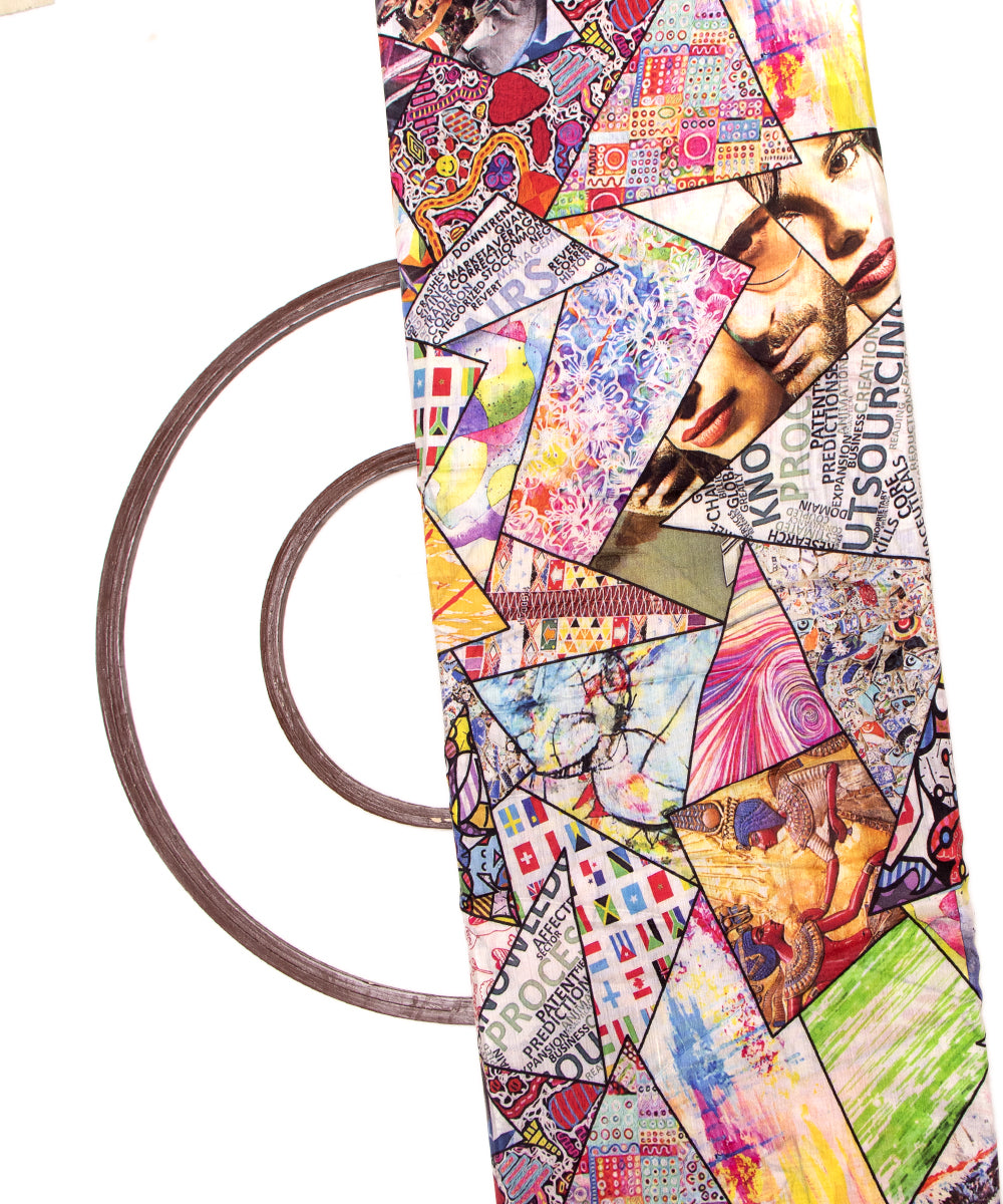 Multi Colour Abstarct Digital Print Muslin Fabric