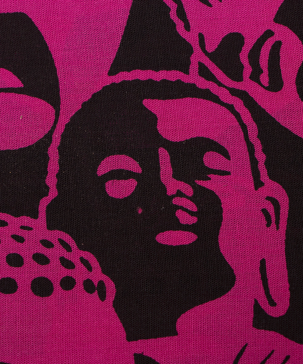 Fuchsia Colour Buddha Digital Printed Pure Muslin Fabric