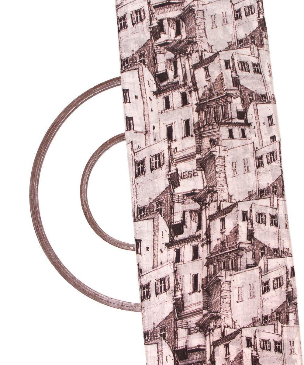 White Colour Abstarct Digital Printed Pure Muslin Fabric