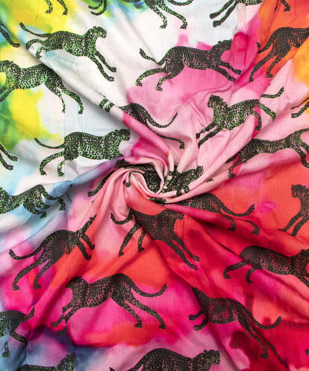 Multi Colour Animal Digital Printed Pure Muslin Fabric