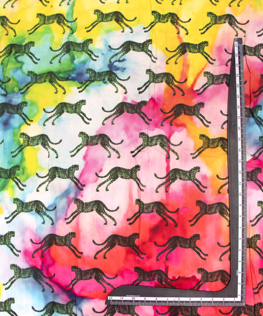 Multi Colour Animal Digital Printed Pure Muslin Fabric
