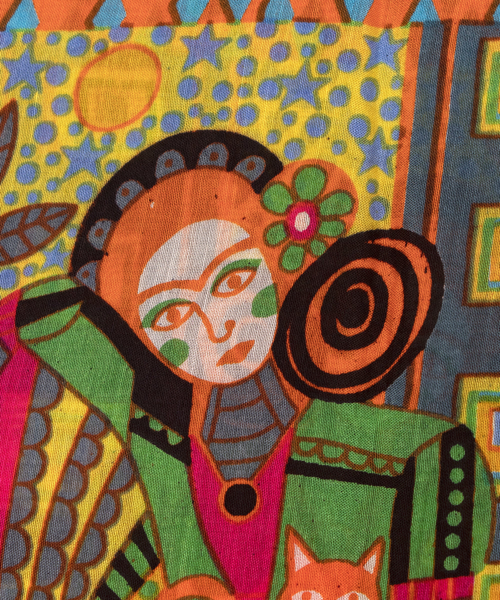 Multi Colour Figure Digital Printed Pure Muslin Fabric
