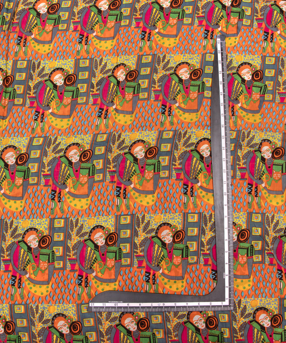 Multi Colour Figure Digital Printed Pure Muslin Fabric