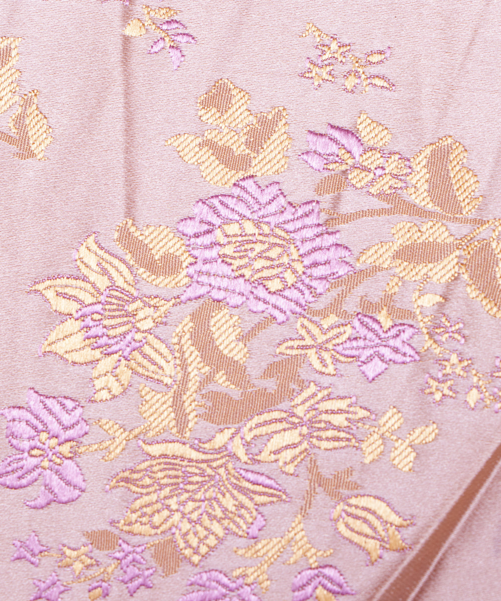 Lavender Colour Floral Design Heavy Satin Brocade Silk Fabric