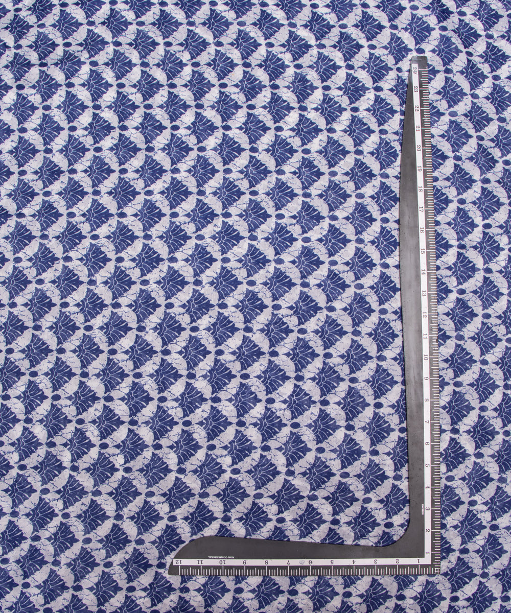 Blue Colour Floral Print Modal Chanderi Fabric