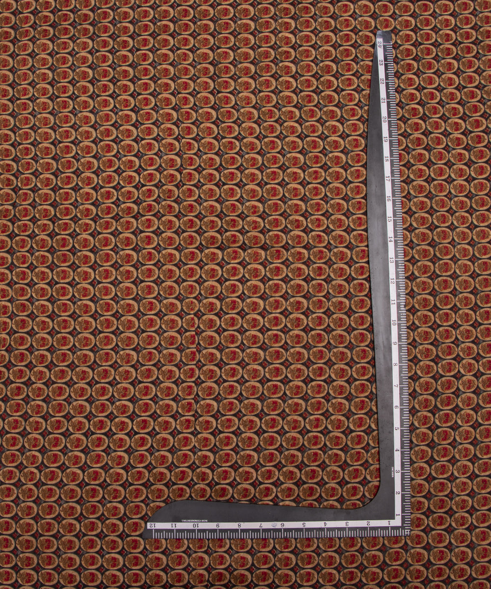 Beige Colour Floral Print Modal Chanderi Fabric