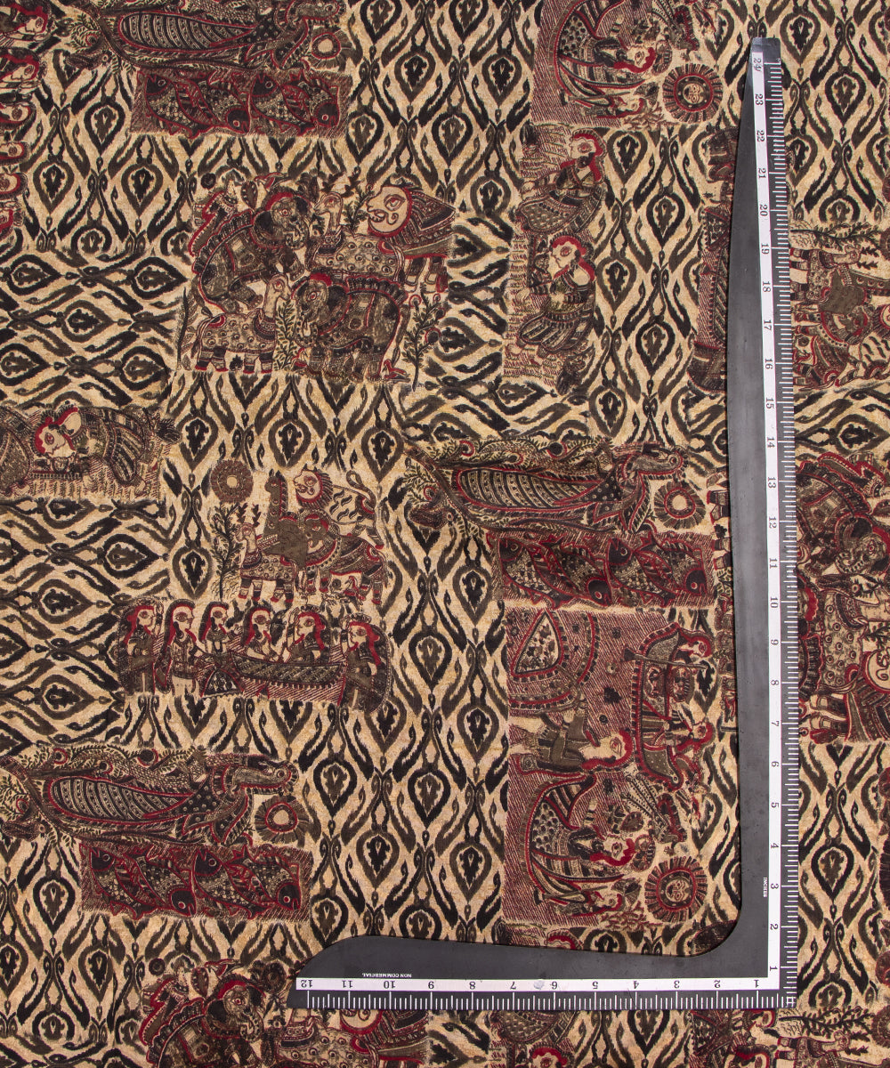 Off White Colour Traditional Print Modal Chanderi Fabric