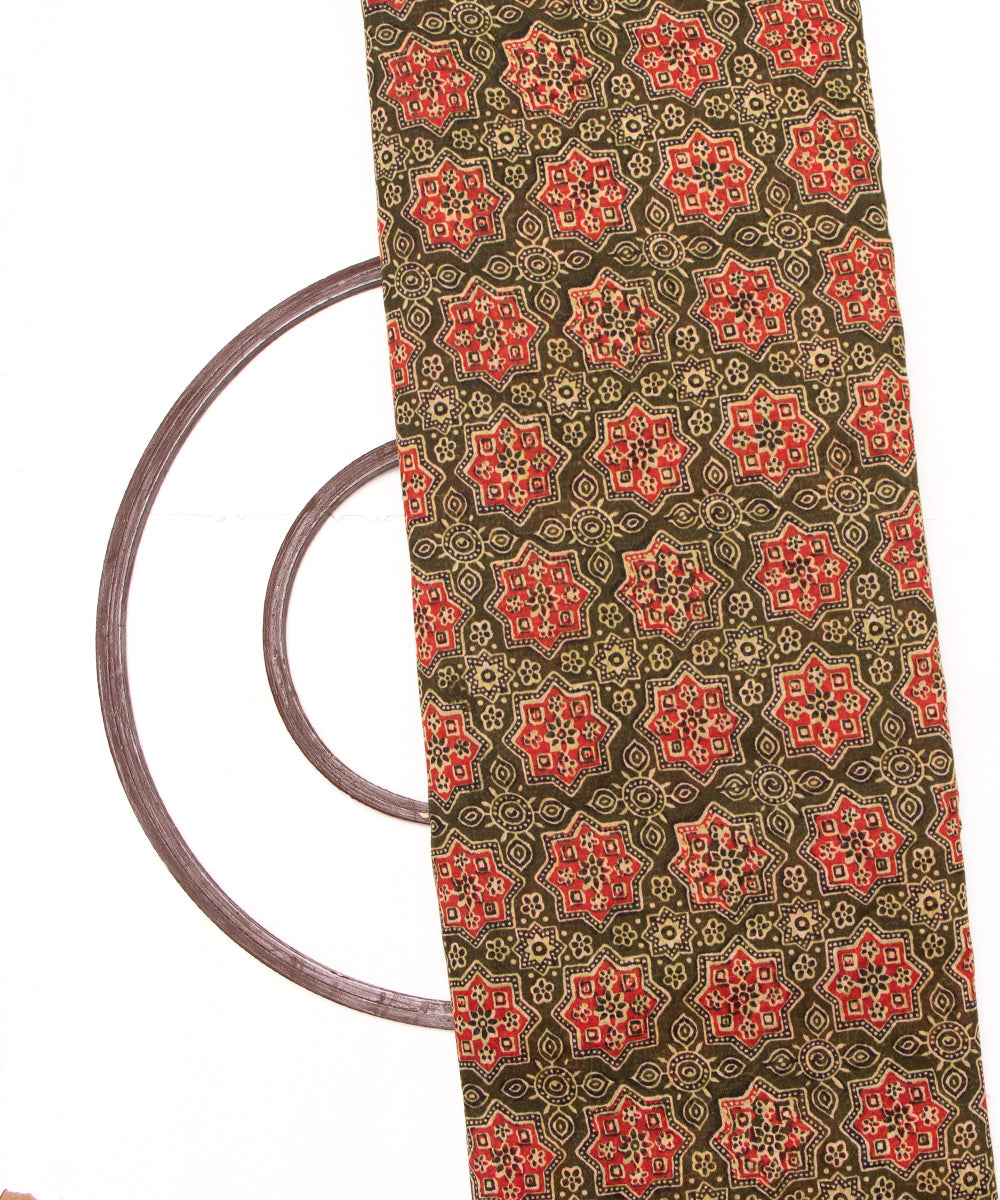 Mehandi Green Colour Traditional Print Modal Chanderi Fabric