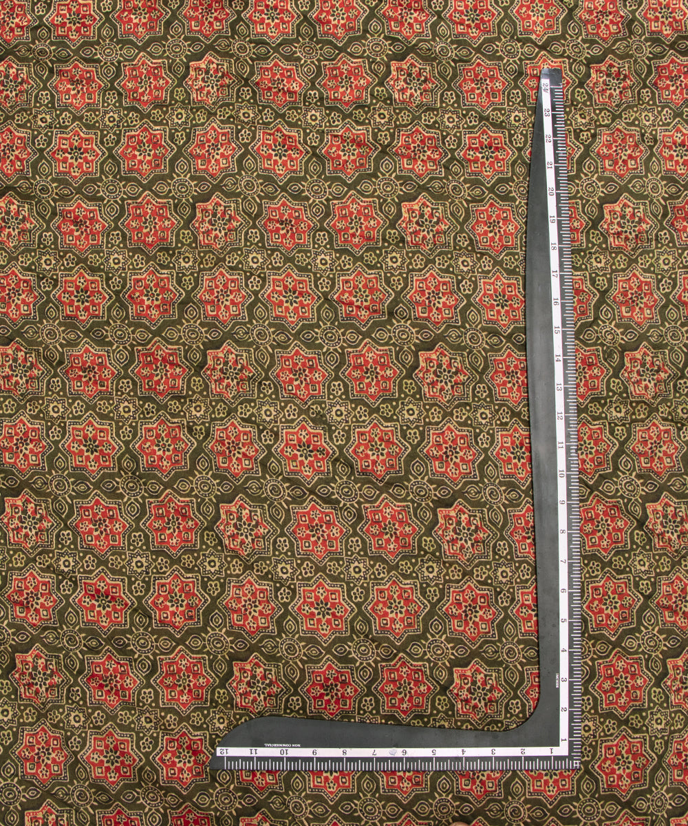 Mehandi Green Colour Traditional Print Modal Chanderi Fabric