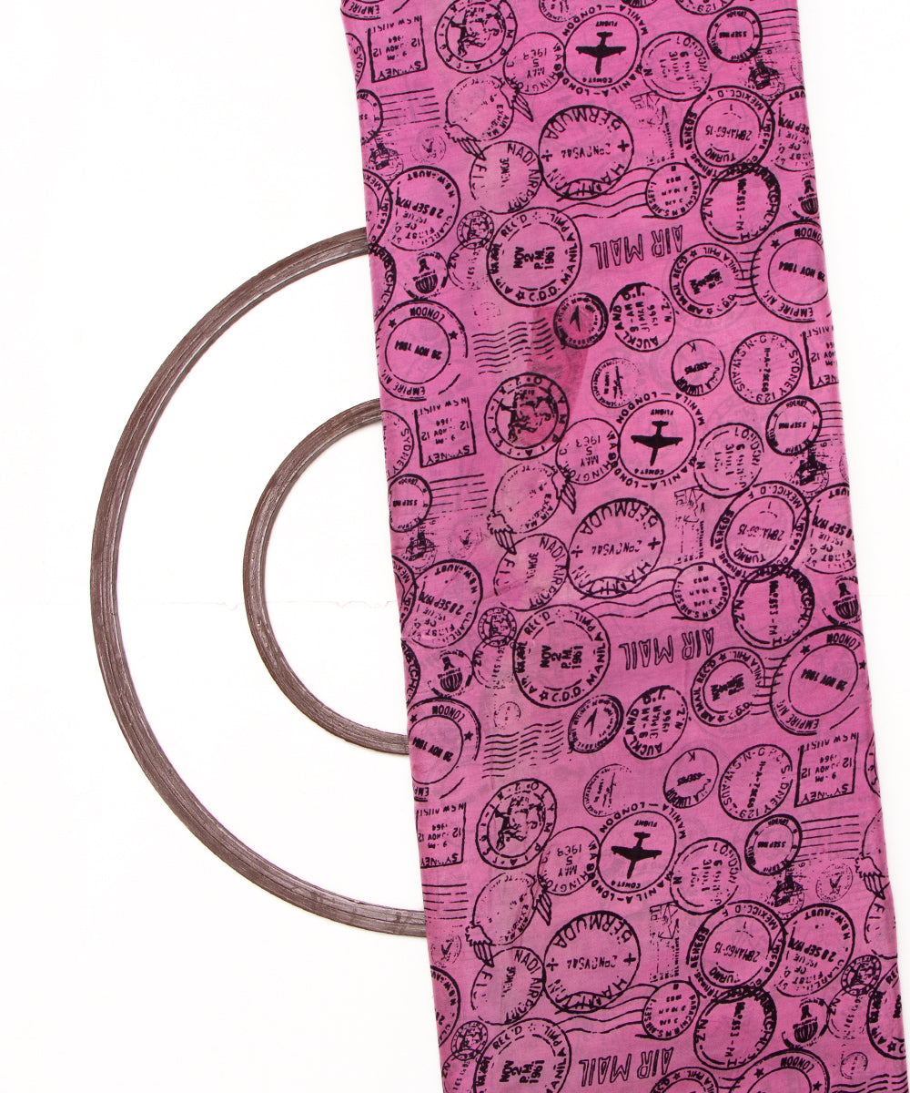 Pink Colour Abstract Digital Printed Pure Muslin Fabric