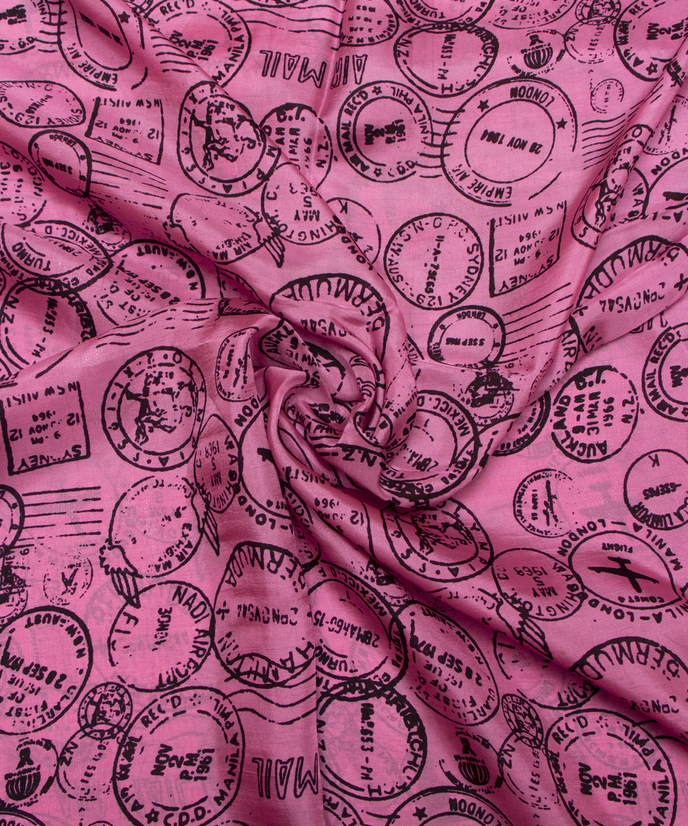 Pink Colour Abstract Digital Printed Pure Muslin Fabric
